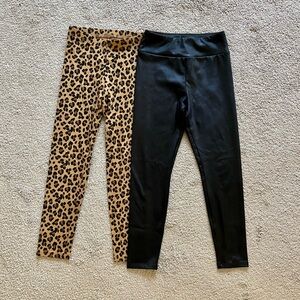 Girl’s faux leather / leopard leggings